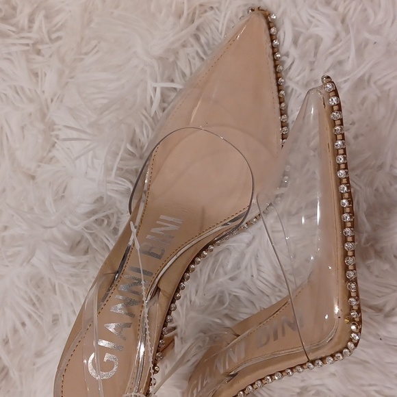NEW Gianni Binni Clear PVC & Rhinestone Embellishments Strappy High Heels SZ 7 - Picture 3 of 13